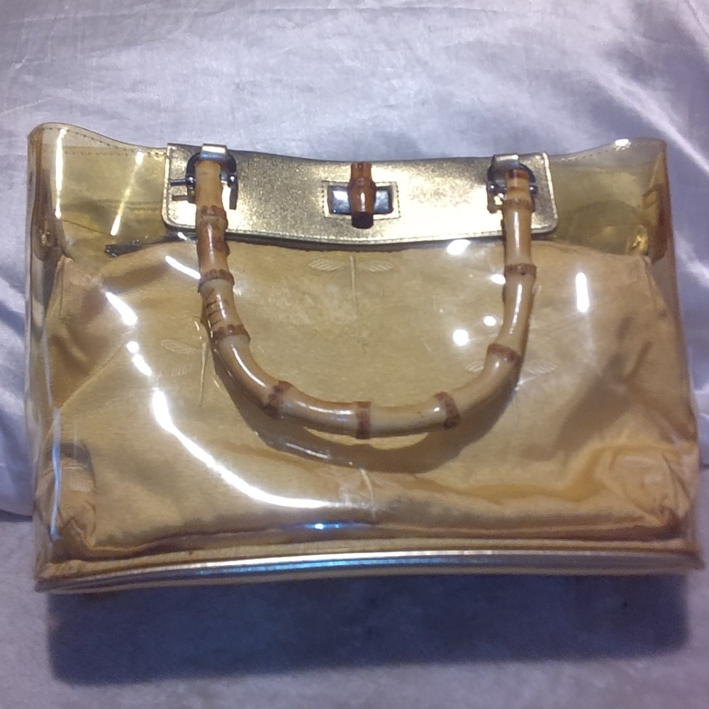 Vintage 2 in 1 Hand Tote Makeup bag (CLEAR YELLOW) NWOT